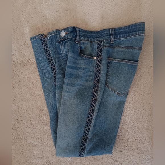 Knox Rose~Geometric Embroidered High Rise Skinny Ankle Denim Jeans - Picture 11 of 13